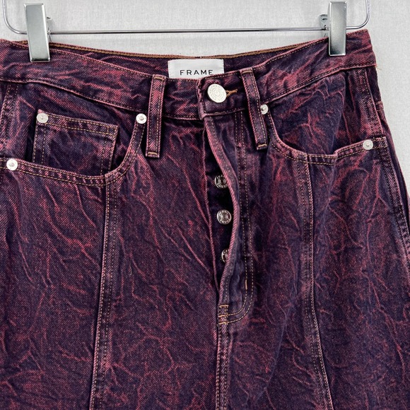 FRAME DENIM Jeans Womens 25 Long Tall Pink Acid Wash Wide Straight High Rise - Picture 8 of 14